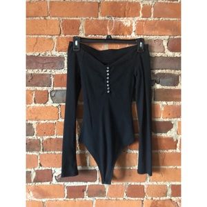Abercrombie & Fitch Black Long Sleeve Bodysuit